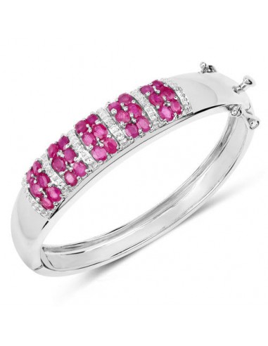 6.65 Carat Genuine Ruby and White Topaz .925 Sterling Silver Bracelet shop