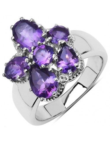 2.62 Carat Genuine Amethyst .925 Sterling Silver Cluster Ring ouvre sa boutique