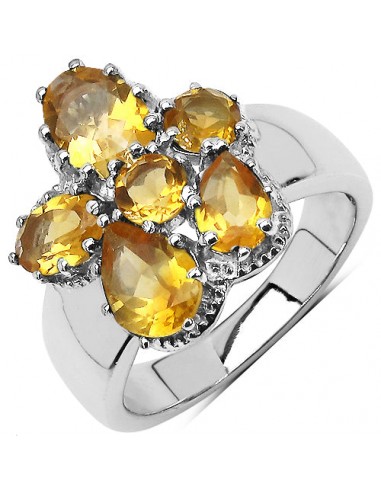 2.65 Carat Genuine Citrine .925 Sterling Silver Cluster Ring Comparez et commandez 