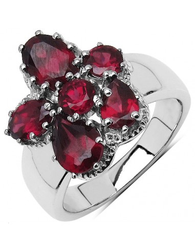 3.70 Carat Genuine Rhodolite .925 Sterling Silver Cluster Ring Livraison rapide