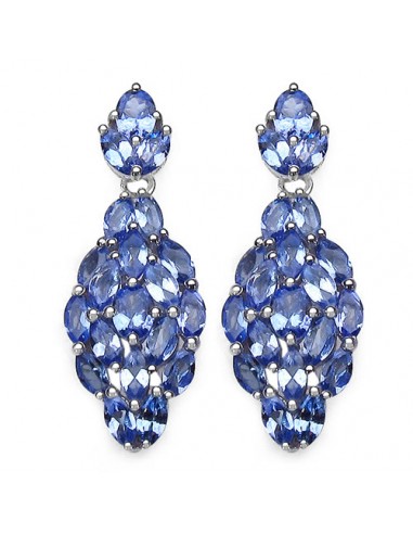 3.56 Carat Genuine Tanzanite .925 Sterling Silver Earrings paiement sécurisé