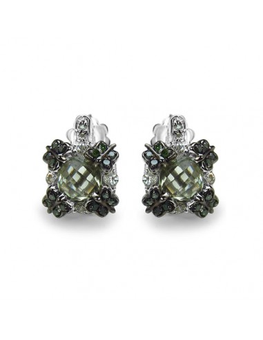 2.91 Carat Genuine Green Amethyst, White Sapphire & Green Diamond .925 Sterling Silver Earrings vous aussi creer 