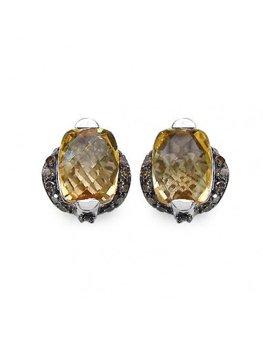 3.14 Carat Genuine Citrine & Black Diamond .925 Sterling Silver Earrings votre restaurant rapide dans 