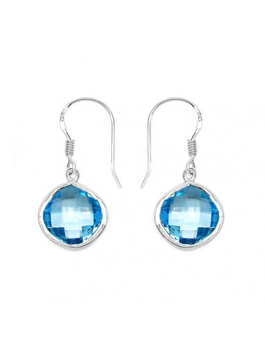 14.94 Carat Genuine Blue Topaz .925 Sterling Silver Earrings les ligaments