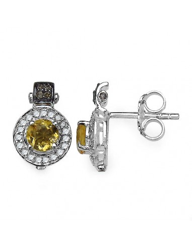 1.00 Carat Genuine Citrine and 0.31 ct.t.w Genuine Diamond Accents Sterling Silver Earrings Venez découvrir notre 