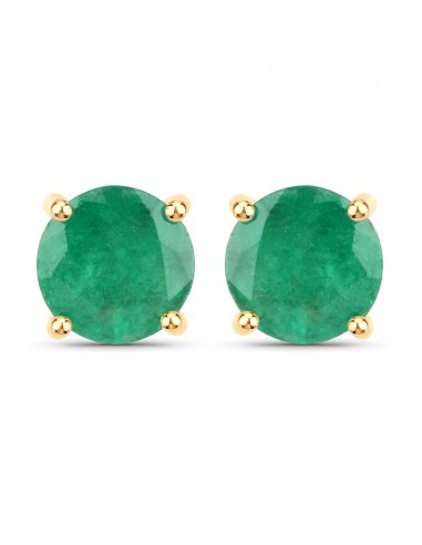 1.50 Carat Genuine Zambian Emerald 14K Yellow Gold Earrings les ligaments