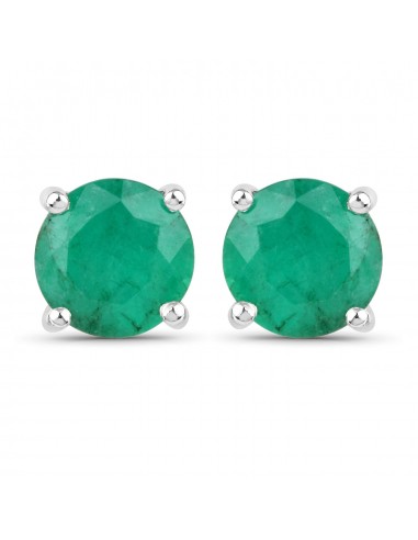 1.50 Carat Genuine Zambian Emerald 14K White Gold Earrings à prix réduit toute l'année