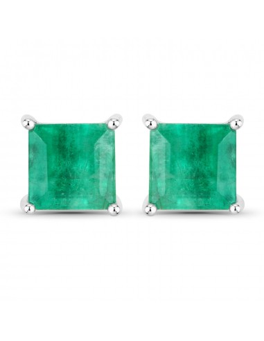 0.90 Carat Genuine Zambian Emerald 14K White Gold Earrings du meilleur 