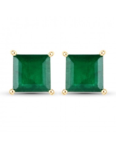 0.90 Carat Genuine Zambian Emerald 14K Yellow Gold Earrings chez Cornerstreet bien 