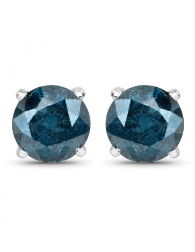 2.21 Carat Genuine Blue Diamond 14K White Gold Earrings livraison et retour toujours gratuits