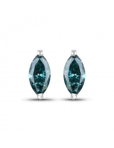 0.40 Carat Genuine Blue Diamond 14K White Gold Earrings des créatures d'habitude