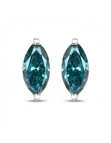 0.62 Carat Genuine Blue Diamond 14K White Gold Earrings destockage