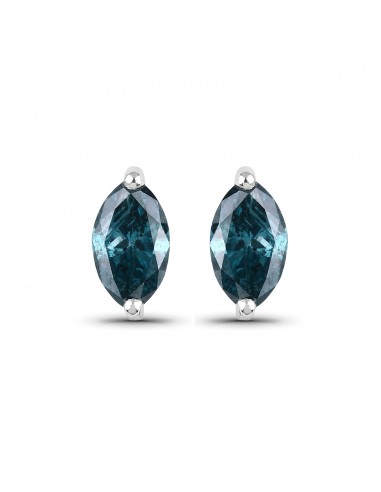 0.57 Carat Genuine Blue Diamond 14K White Gold Earrings Voir les baskets