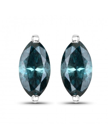 0.68 Carat Genuine Blue Diamond 14K White Gold Earrings les ligaments