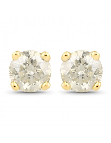 1.00 Carat Genuine LB Diamond 14K Yellow Gold Earrings de France