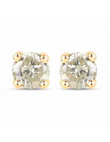 0.89 Carat Genuine LB Diamond 14K Yellow Gold Earrings basket pas cher