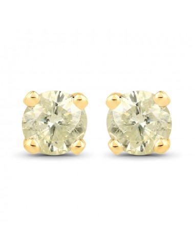 0.98 Carat Genuine LB Diamond 14K Yellow Gold Earrings pas cher