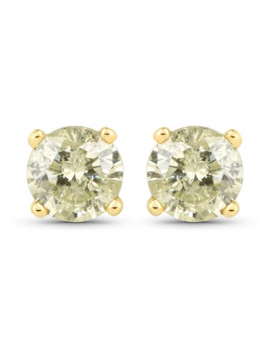 1.15 Carat Genuine LB Diamond 14K Yellow Gold Earrings français