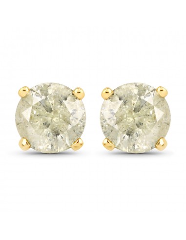 1.39 Carat Genuine LB Diamond 14K Yellow Gold Earrings Pour