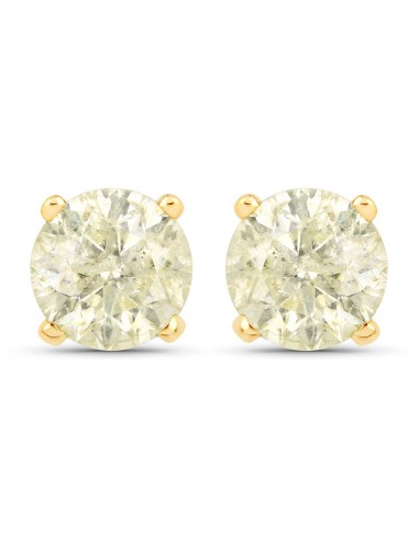 1.52 Carat Genuine LB Diamond 14K Yellow Gold Earrings Fin de série