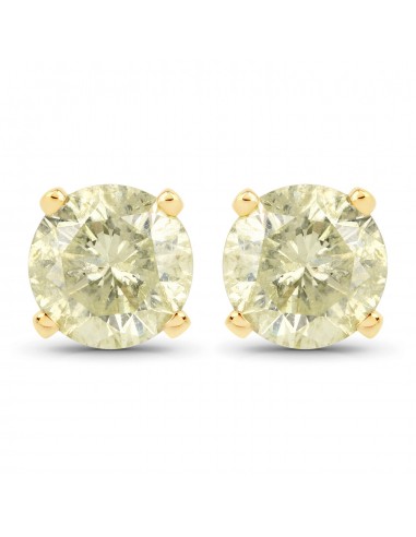 1.62 Carat Genuine LB Diamond 14K Yellow Gold Earrings pas chere