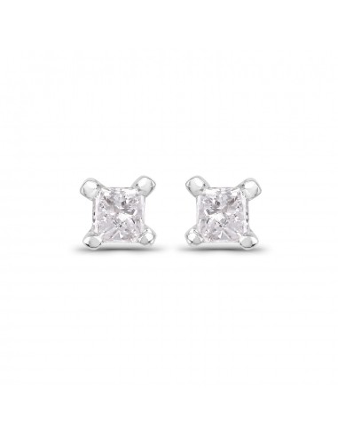 0.07 Carat Genuine White Diamond 14K White Gold Earrings 50-70% off 