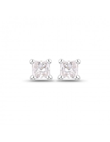 0.08 Carat Genuine White Diamond 14K White Gold Earrings français