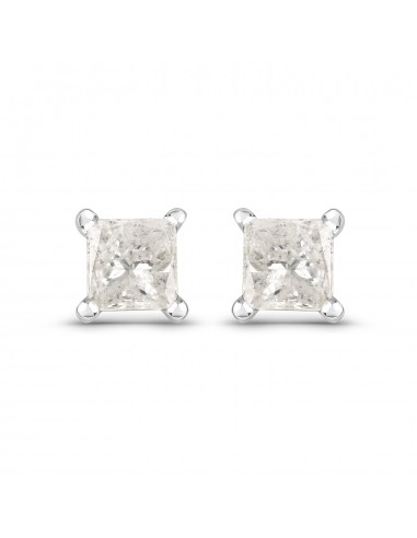 0.53 Carat Genuine White Diamond 14K White Gold Earrings Amélioration de cerveau avec