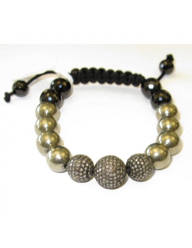 Shamballa Bracelet Pave Diamond Bead Gemstone Silver Handmade Macrame Bracelet chez Cornerstreet bien 