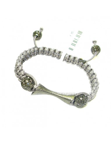 Sterling Silver Pave Diamond Beads Bar Spacer Macrame Bracelet VINTAGE Jusqu'à 80% De Réduction