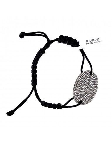 Natural Diamond Pave Black Macrame Bracelet 925 Silver Pave Jewelry suggérées chez