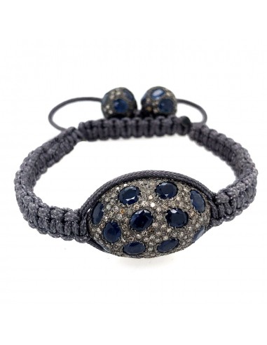 Pave Dimaond Blue Sapphire Bracelet Silver Vintage Jewelry Les magasins à Paris