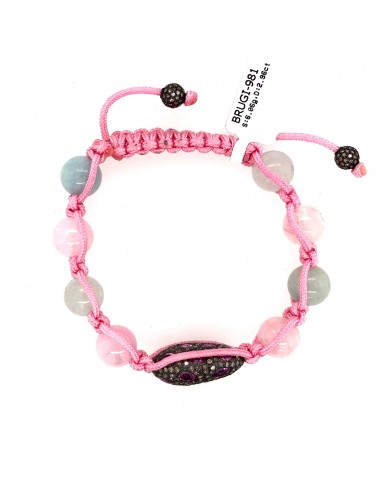 925 Silver Pave Diamond Gemstone Bead Pink Macrame Bracelet Jewelry Gift des créatures d'habitude