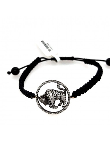 Pave Diamond Bull Charm Macrame Bracelet 18k White Gold Jewelry Gift Dans la société mordern