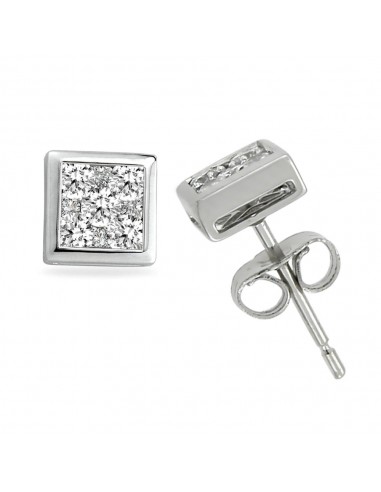 Natural Diamond Stud Earrings 18k White Gold Jewelry l'achat 