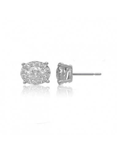 18k Solid White Gold Pressure Set Diamond Solitaire Stud Earrings Fine Jewelry 2024