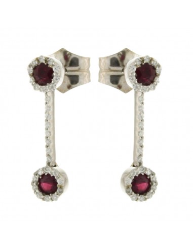 Ruby Pave Diamond Dangle Earrings 18k Solid White Gold Designer Jewelry prix pour 