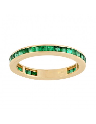 Solid 18k Yellow Gold Natural Emerald Band Ring Women Fine Jewelry Gift de la marque