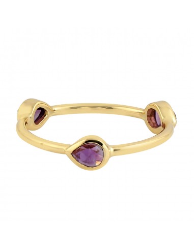 Bezel Set Amethyst 18k Yellow Gold Band Ring Women Fine Jewelry Gift offre 