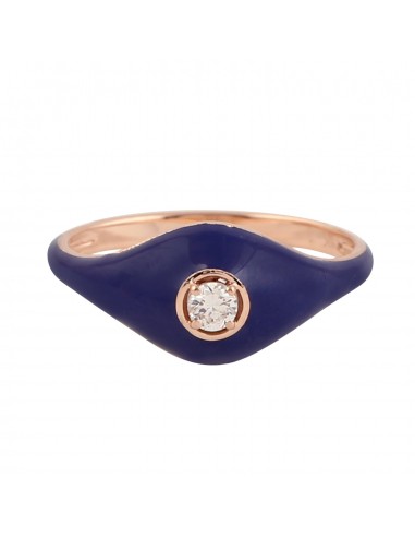 Natural Diamond 14k Rose Gold Band Ring Blue Enamel Jewelry Gift For Women prix