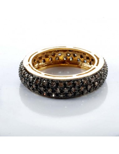 Natural Pave Diamond 18k Gold Sterling Silver Vintage Style Band Ring Jewelry france