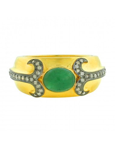 Emerald Pave Diamond 18k Yellow Gold Designer Band Ring Jewelry vous aussi creer 