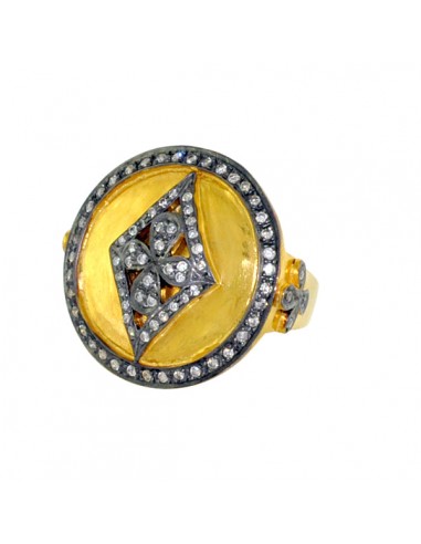 Natural Pave Diamond 14k Gold Sterling Silver Indian Ethnic Ring Gift Jewelry pour bénéficier 