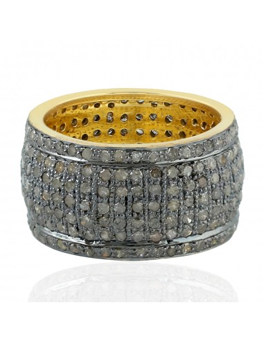 925 Sterling Silver 14k Gold Pave Diamond Band Ring Jewelry Gift Dans la société mordern