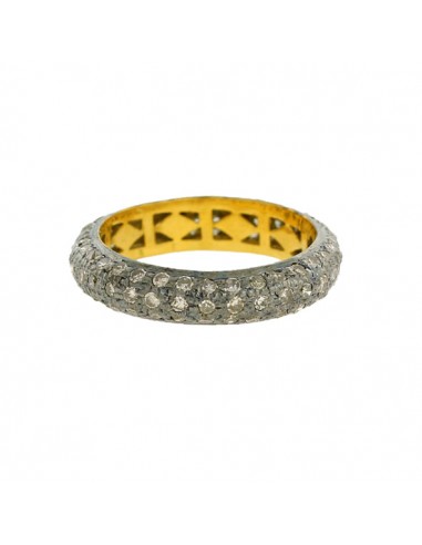 Vintage Look Band Ring Natural Pave Diamond 14k Gold 925 Sterling Silver Jewelry prix pour 