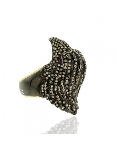 Pave Diamond Eagle Shape Ring 925 Sterling Silver 14k Gold Handmade Jewelry Jusqu'à 80% De Réduction