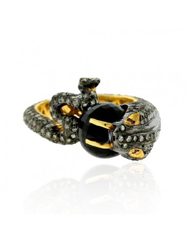 Halloween Sale Pave Diamond & Gemstone Snake Ring 14k Gold 925 Silver Jewelry commande en ligne