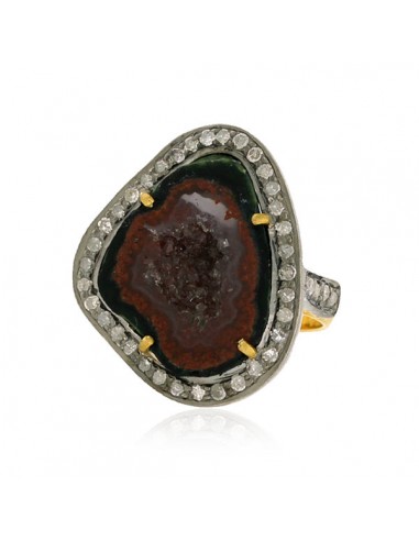 Gemstone Pave Diamond 18k Gold Ring 925 Sterling Silver Jewelry de l' environnement