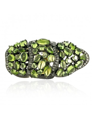 Peridot Diamond Full Finger Cockail Ring 18k Gold 925 Silver Jewelry Pour