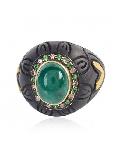 Emerald Tsavorite Pave Diamond 14k Gold 925 Sterling Silver Ring Jewelry shop